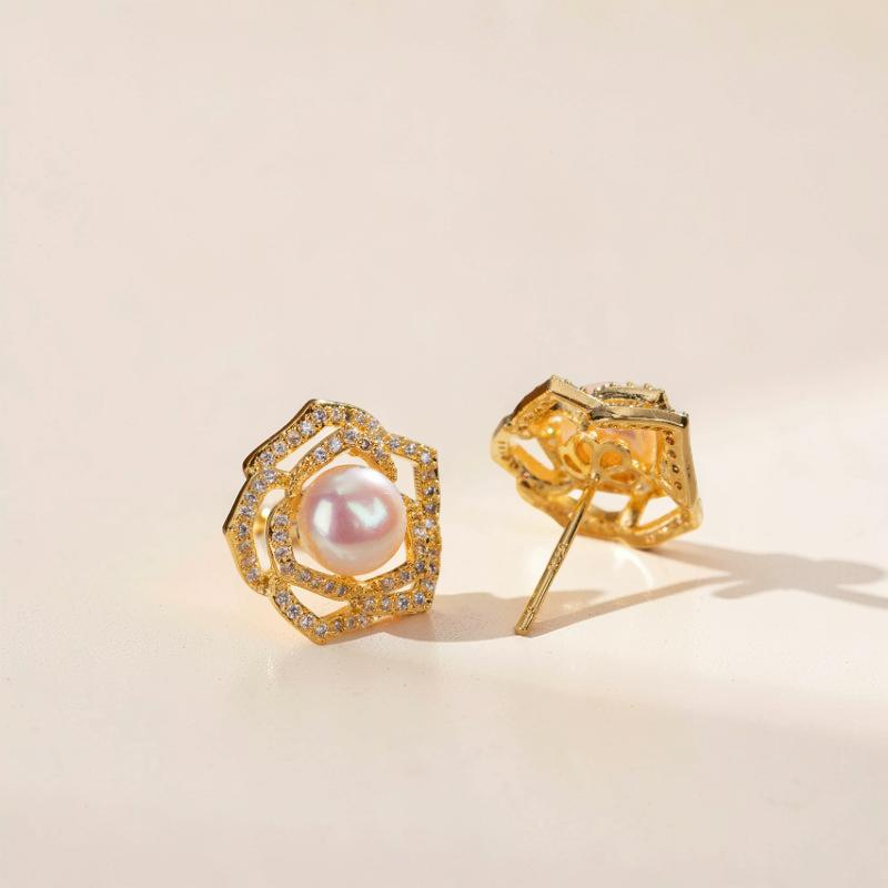 Boucles d'Oreilles Perle – Rose de Promesse