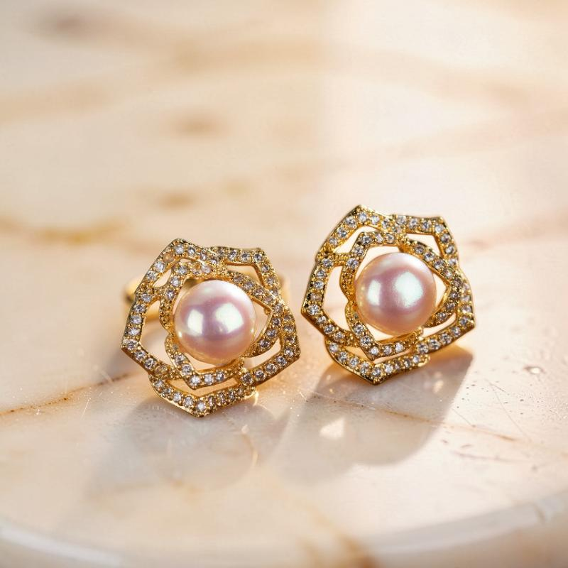 Boucles d'Oreilles Perle – Rose de Promesse