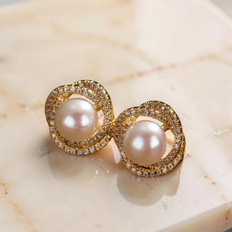 Boucles d'Oreilles Perle – Douceur Nacrée, Argent Plaqué Or