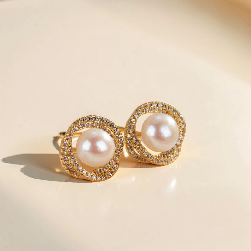 Boucles d'Oreilles Perle – Douceur Nacrée, Argent Plaqué Or