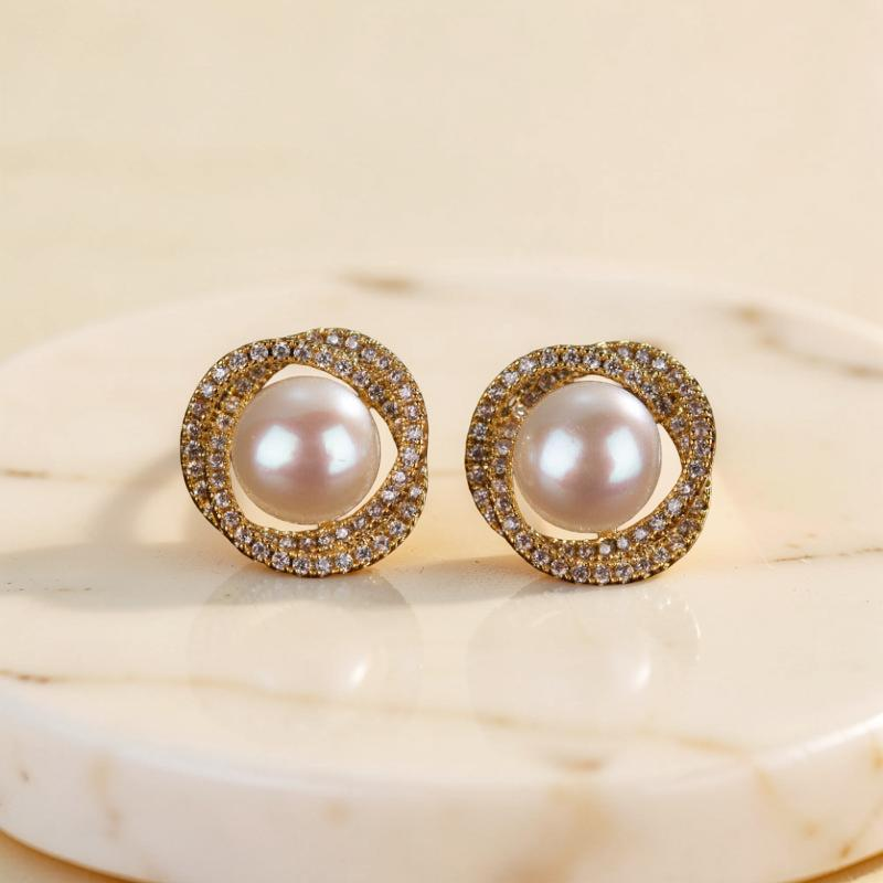 Boucles d'Oreilles Perle – Douceur Nacrée, Argent Plaqué Or