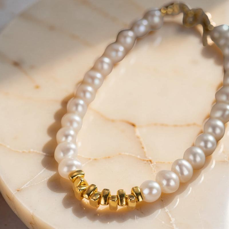 Bracelet Perle – Éclat Pur, Argent Plaqué Or