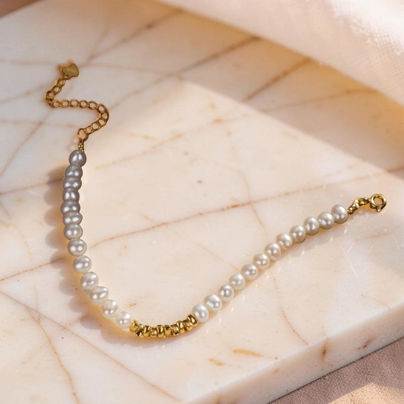 Bracelet Perle – Éclat Pur, Argent Plaqué Or
