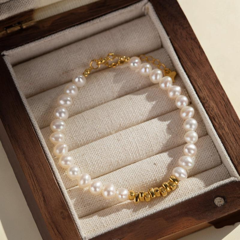 Bracelet Perle – Éclat Pur, Argent Plaqué Or