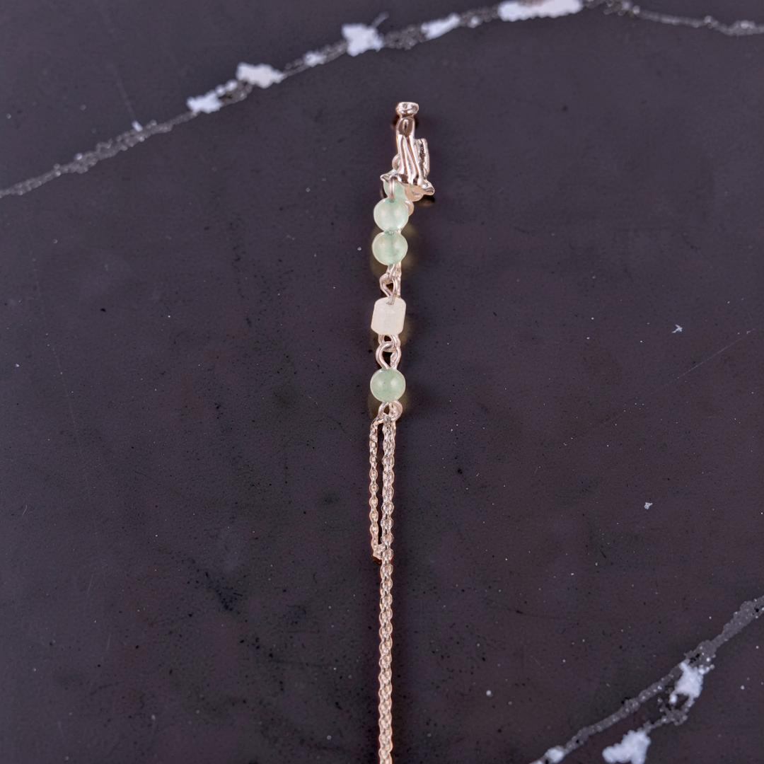 Boucle d'Oreille Aventurine – Force du Bambou, Argent