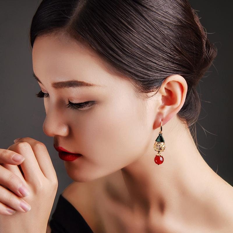 Boucles d'Oreilles Agate – Force Sereine, Plaqué Or