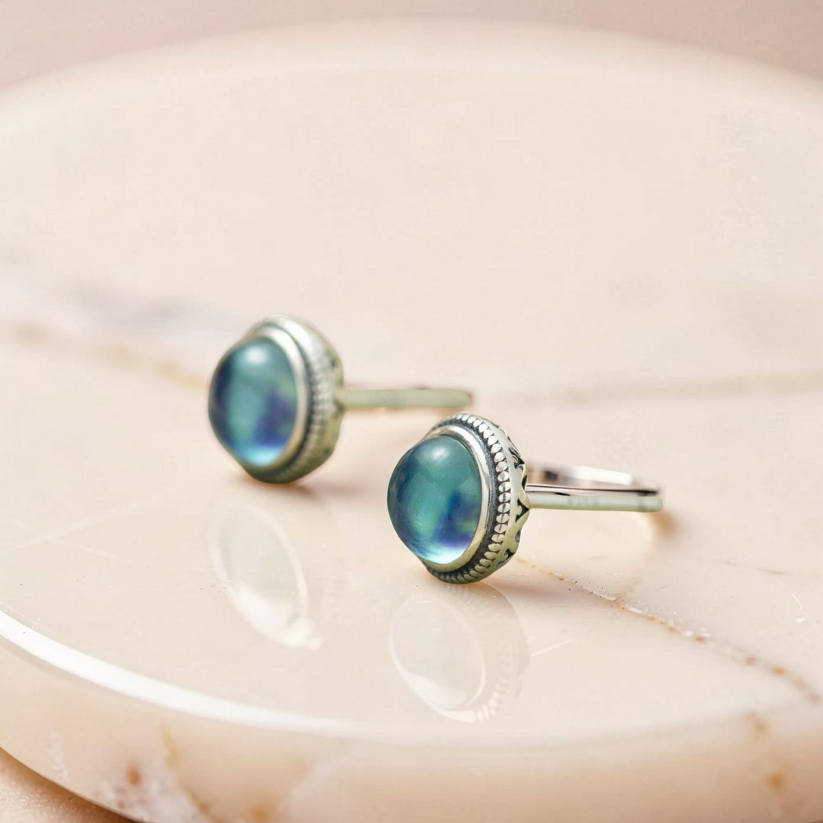 Boucles d'Oreilles Aigue Marine – Azur Élégance, Argent