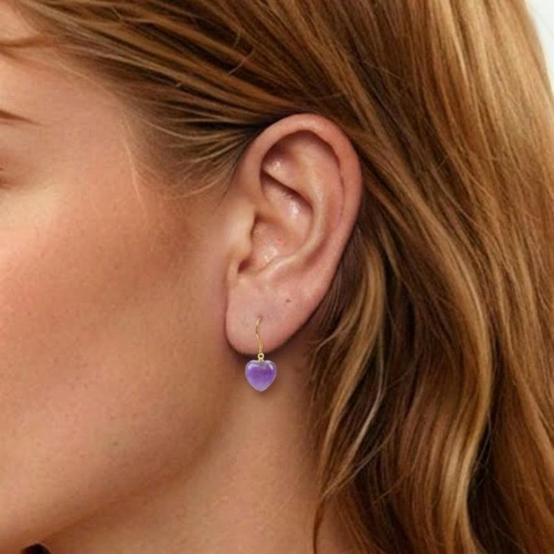 Boucles d'Oreilles Améthyste – Amour Serein, Argent Plaqué Or