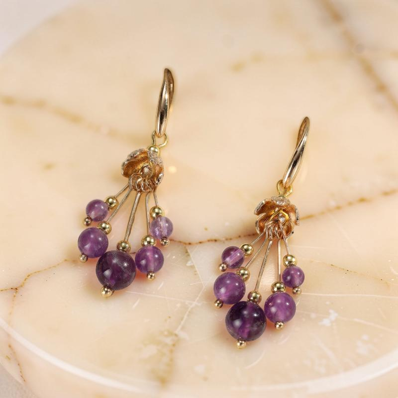 Boucles d'Oreilles Améthyste – Floraison Tendrille