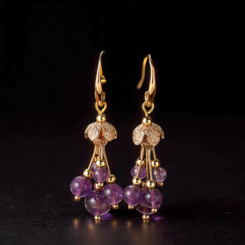 Boucles d'Oreilles Améthyste – Floraison Tendrille