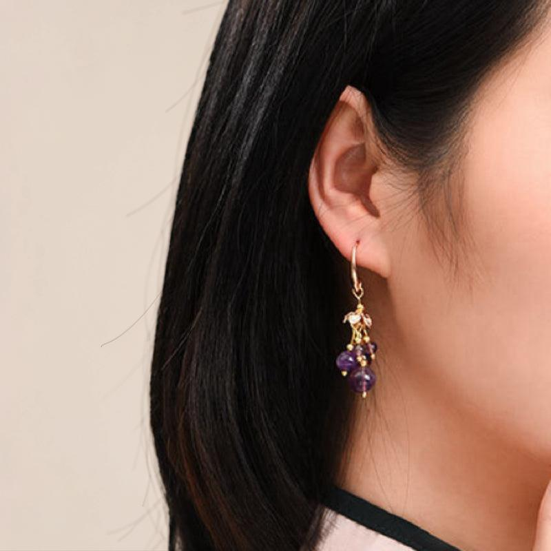 Boucles d'Oreilles Améthyste – Floraison Tendrille