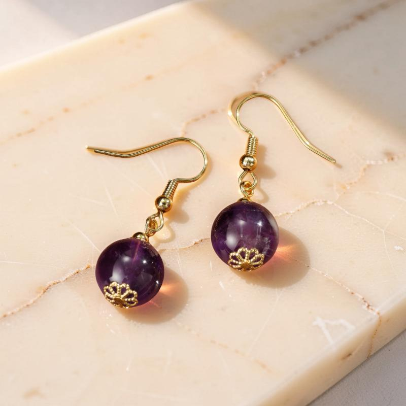 Boucles d'Oreilles Améthyste – Sphère Lumineuse