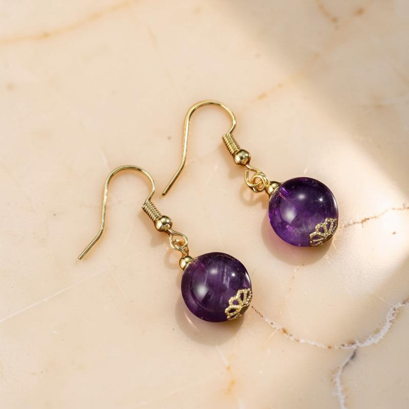 Boucles d'Oreilles Améthyste – Sphère Lumineuse