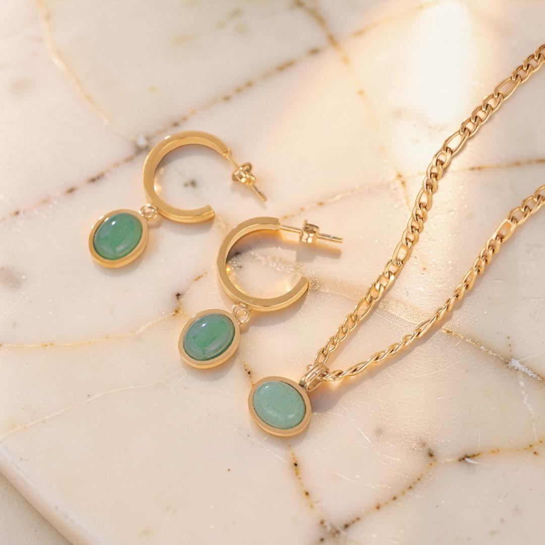 Boucles d'Oreilles Aventurine – Classe Naturelle