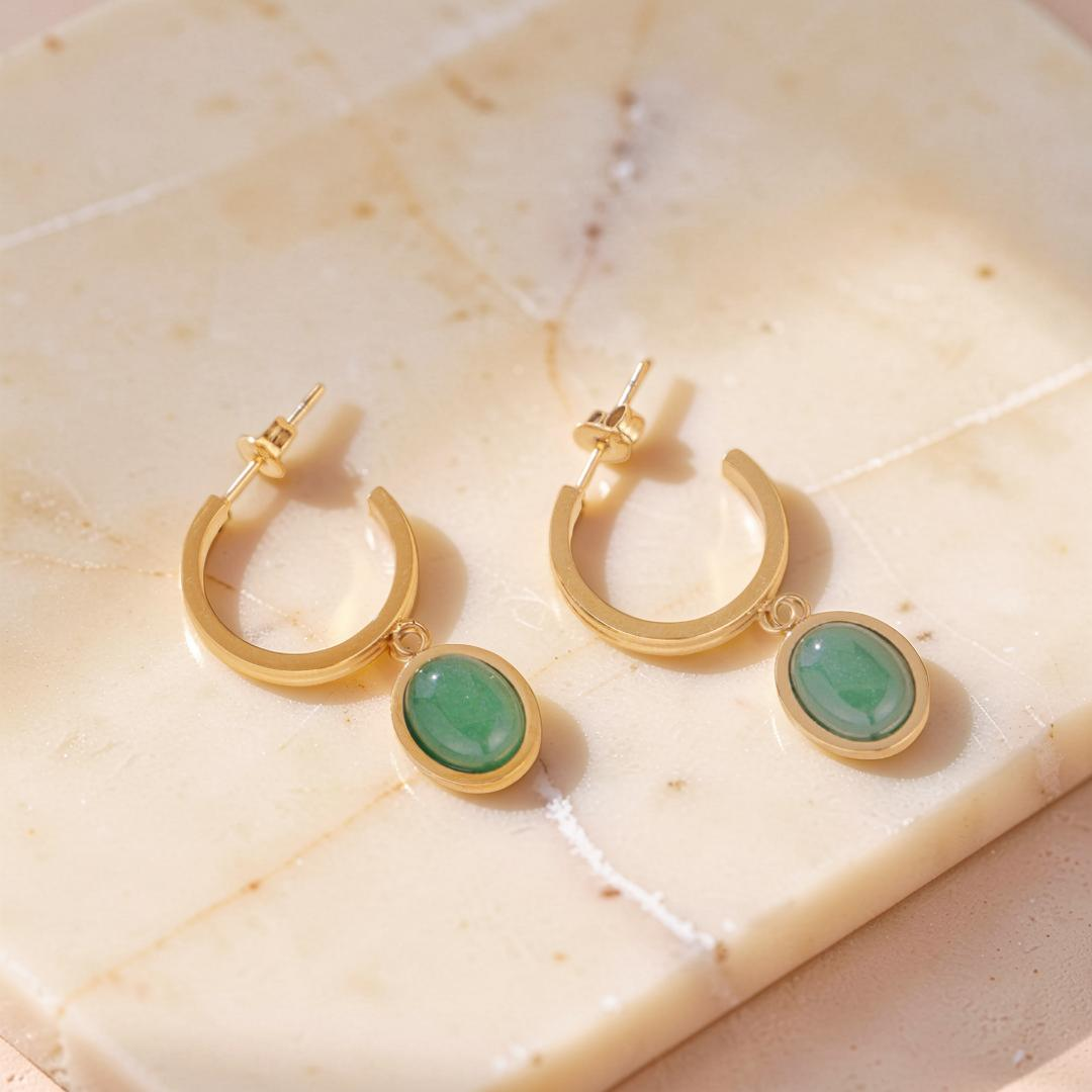 Boucles d'Oreilles Aventurine – Classe Naturelle