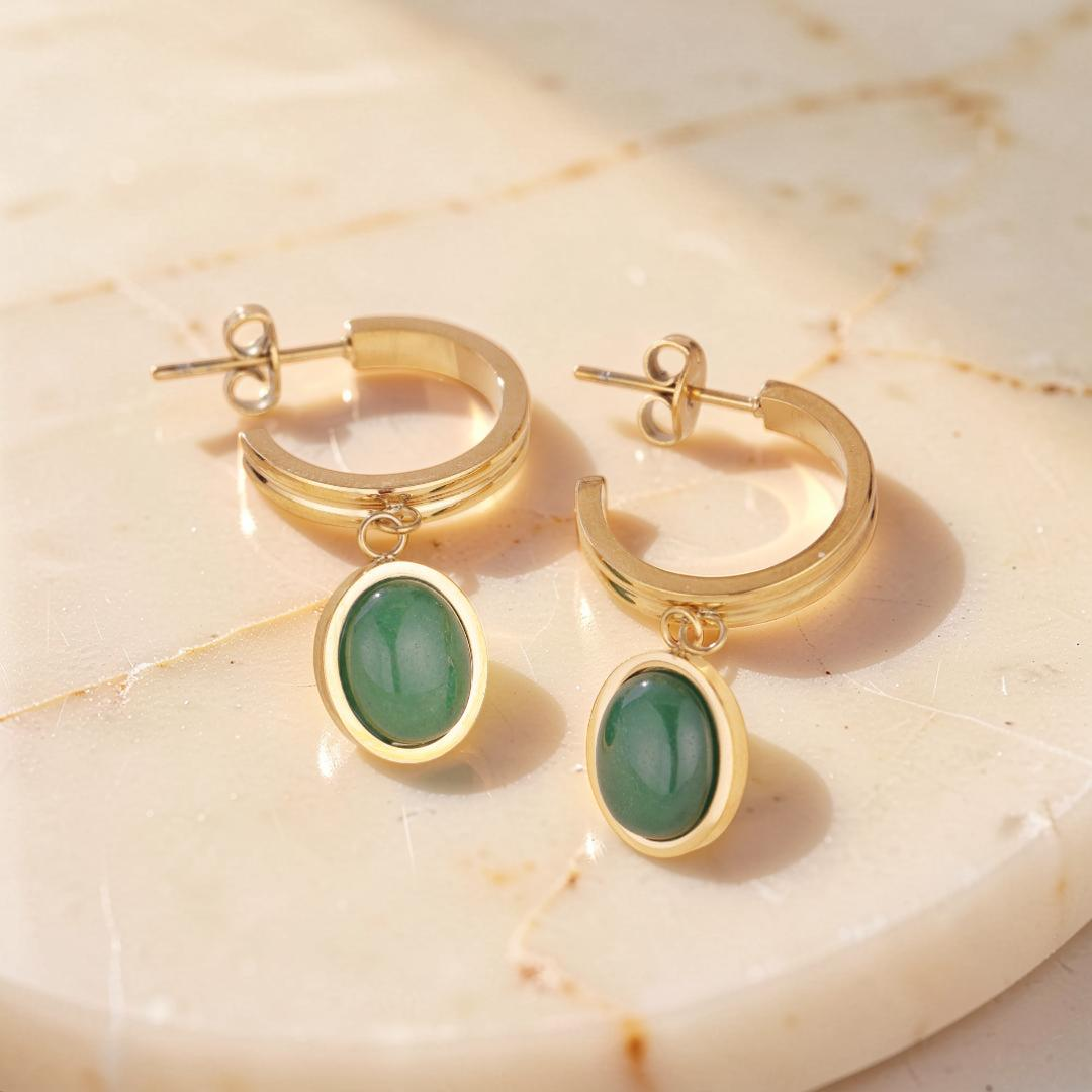 Boucles d'Oreilles Aventurine – Classe Naturelle