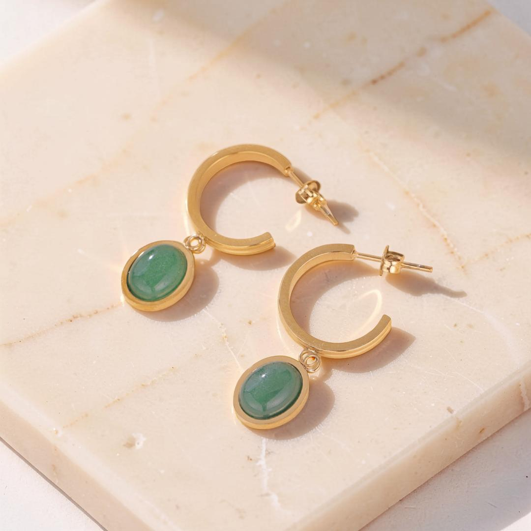 Boucles d'Oreilles Aventurine – Classe Naturelle