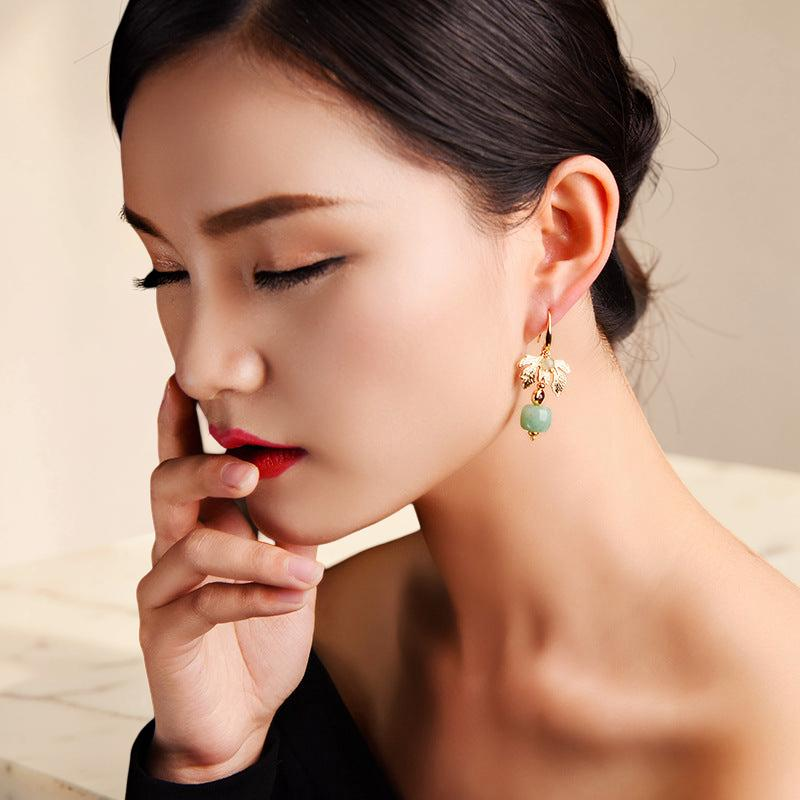 Boucles d'Oreilles Aventurine – Cœur Vert, Plaqué Or