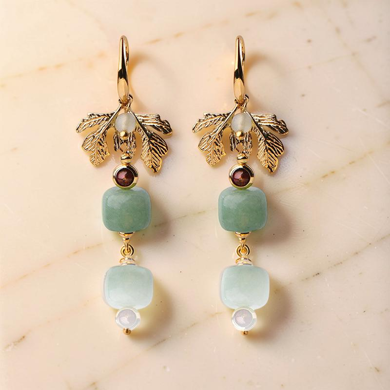 Boucles d'Oreilles Aventurine – Cœur Vert, Plaqué Or
