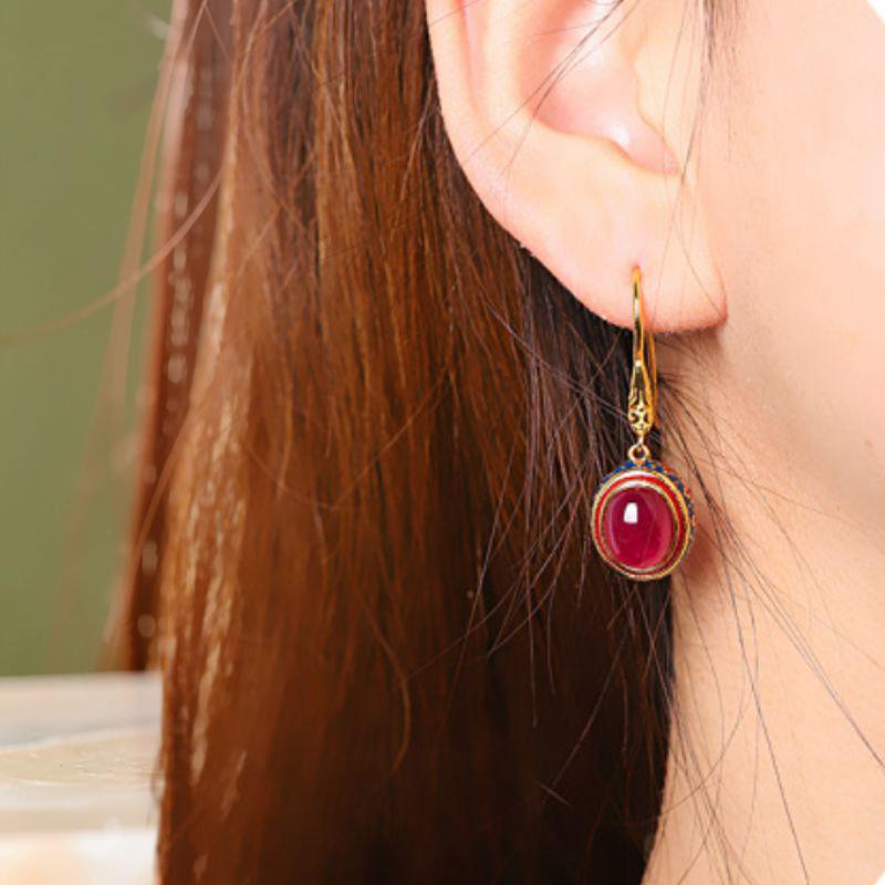 Boucles d'Oreilles Cornaline – Abondance, Argent Plaqué Or
