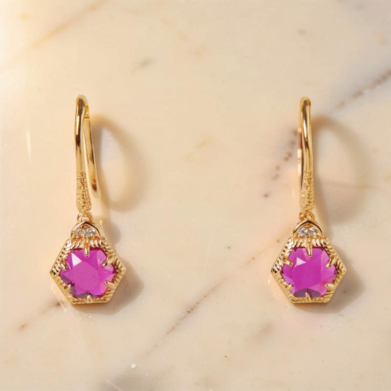 Boucles d'Oreilles Cornaline – Charme Passion, Argent Plaqué Or