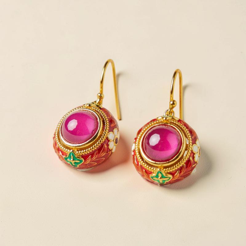 Boucles d'Oreilles Cornaline – Énergie Florale, Argent Plaqué Or