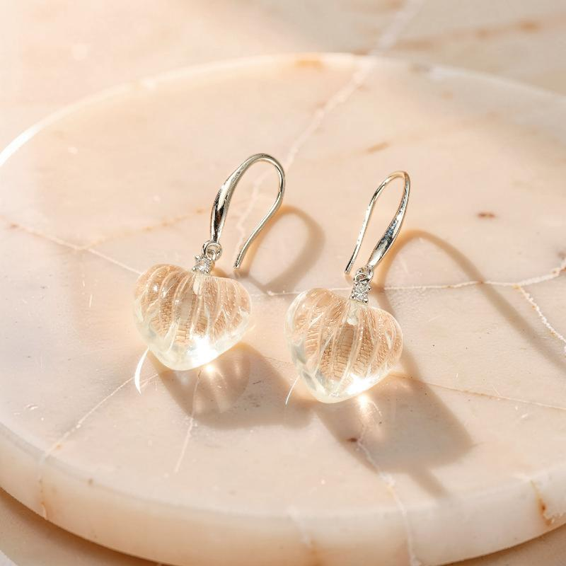Boucles d'Oreilles Cristal de Roche – Battement d’Ombre Lumineuse, Argent