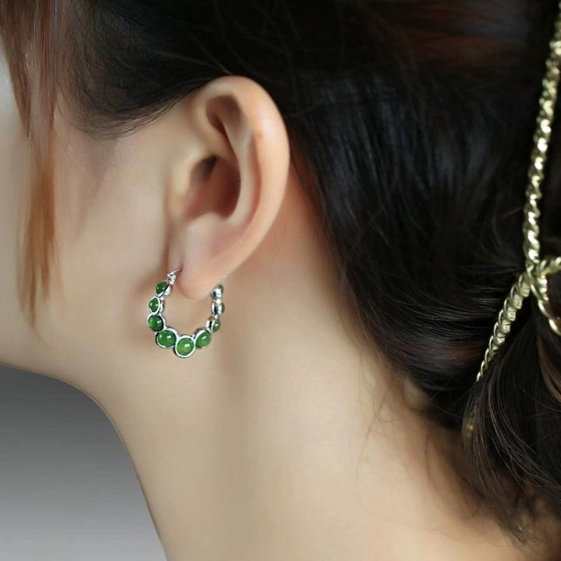 Boucles d'Oreilles Jade – Danse Verdoyante, Argent