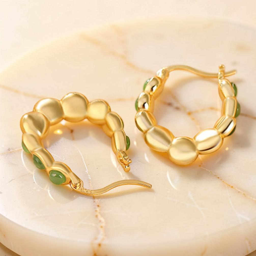 Boucles d'Oreilles Jade – Danse Verdoyante, Argent