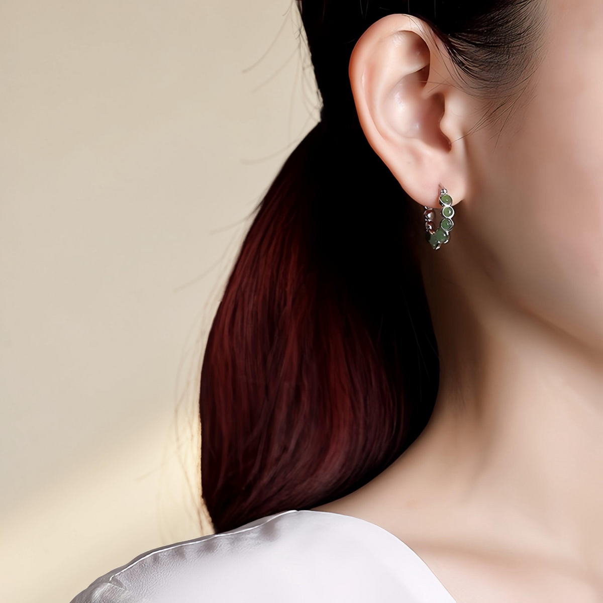 Boucles d'Oreilles Jade – Danse Verdoyante, Argent