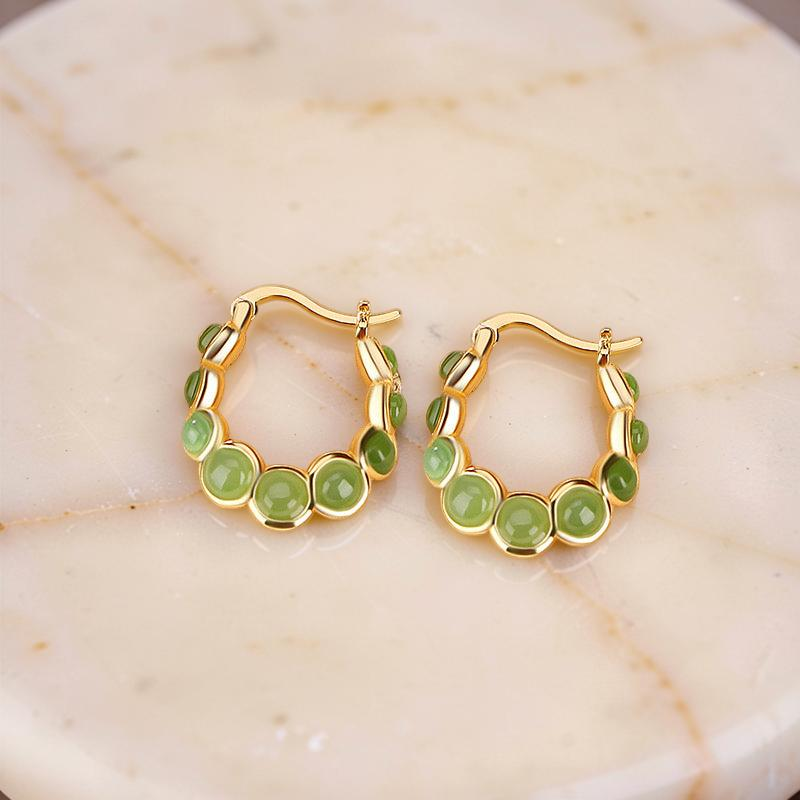 Boucles d'Oreilles Jade – Danse Verdoyante, Argent