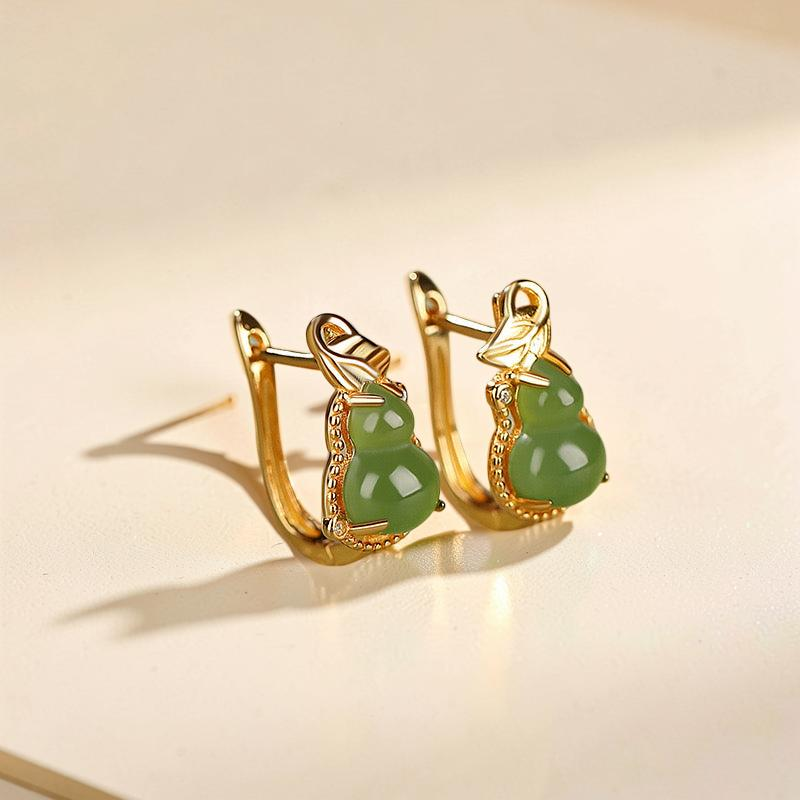 Boucles d'Oreilles Jade – Délice, Argent Plaqué Or