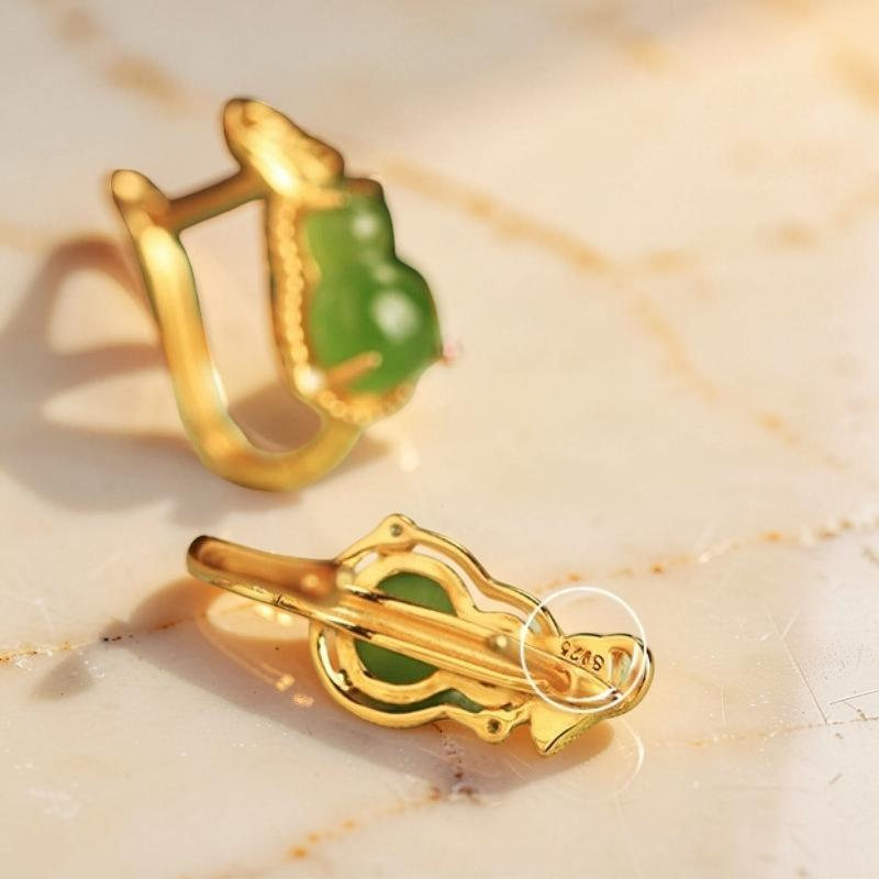 Boucles d'Oreilles Jade – Délice, Argent Plaqué Or