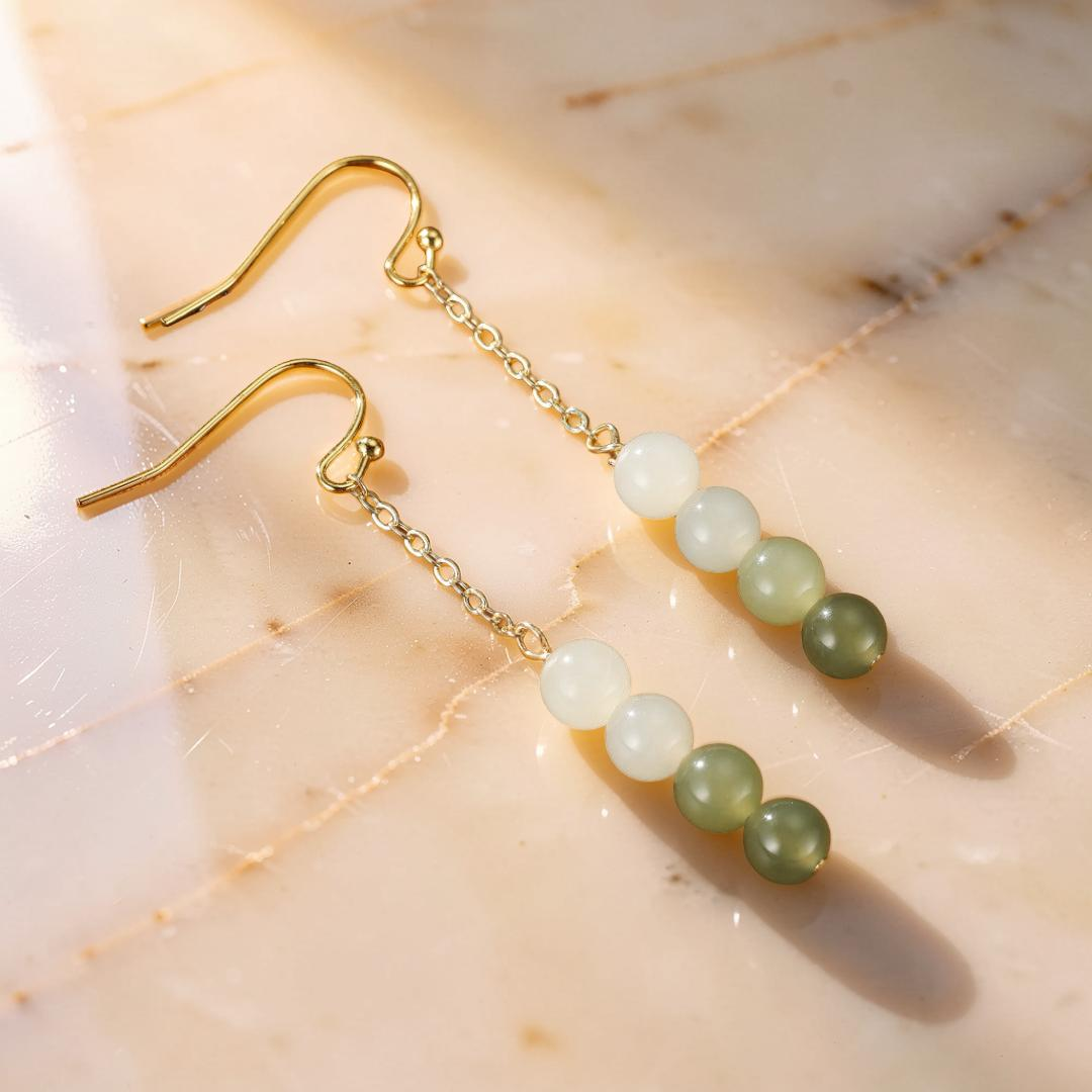 Boucles d'Oreilles Jade – Mélodie des Verts