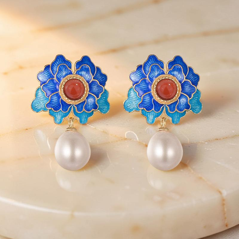 Boucles d'Oreilles Lotus – Beauté de Vintage, Argent 925