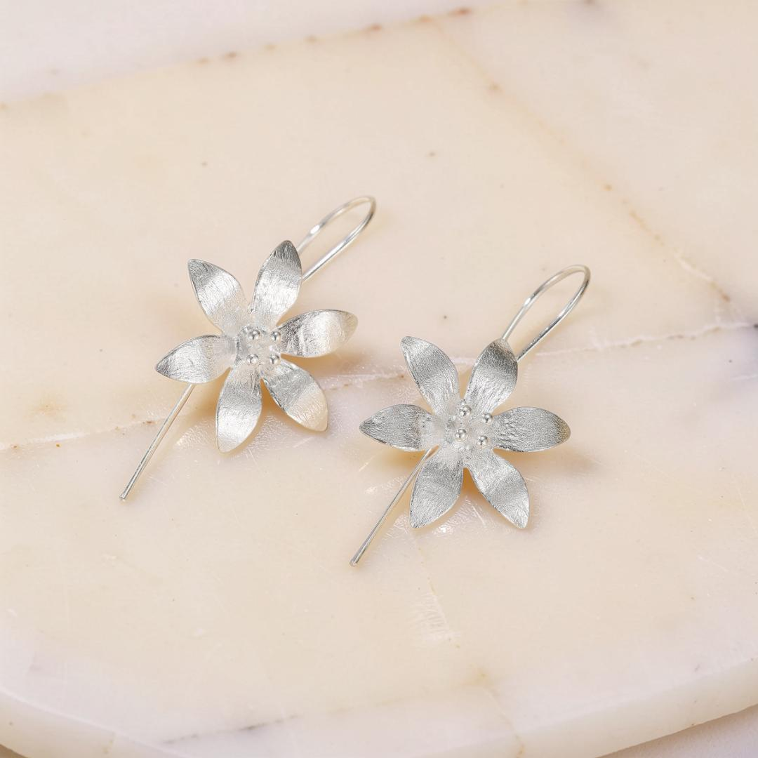 Boucles d'Oreilles - Lotus Éclos, Argent