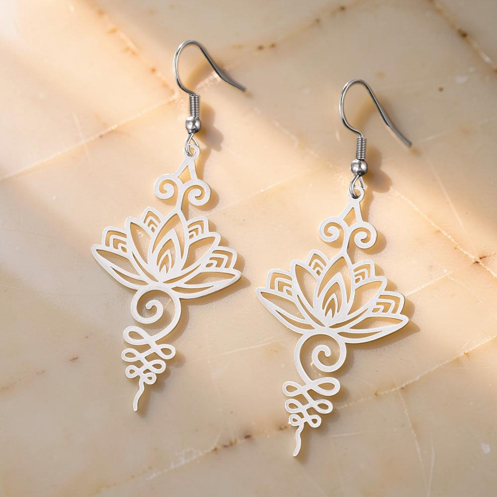 Boucles d'Oreilles Lotus Unalome – Élégance Fleurie