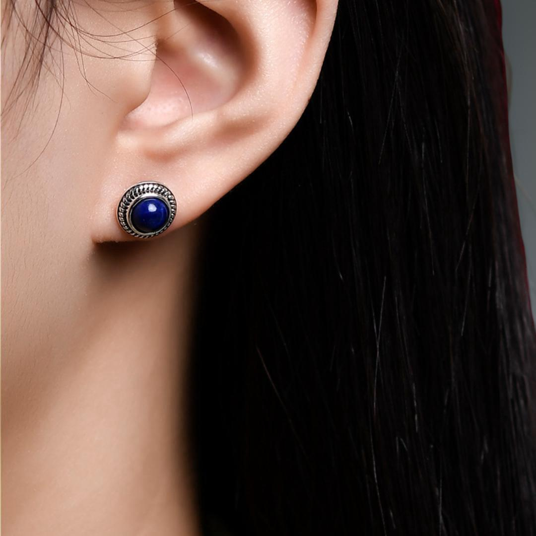 Boucles d'Oreilles Malachite ou Lapis Lazuli – Croissance, Argent 925