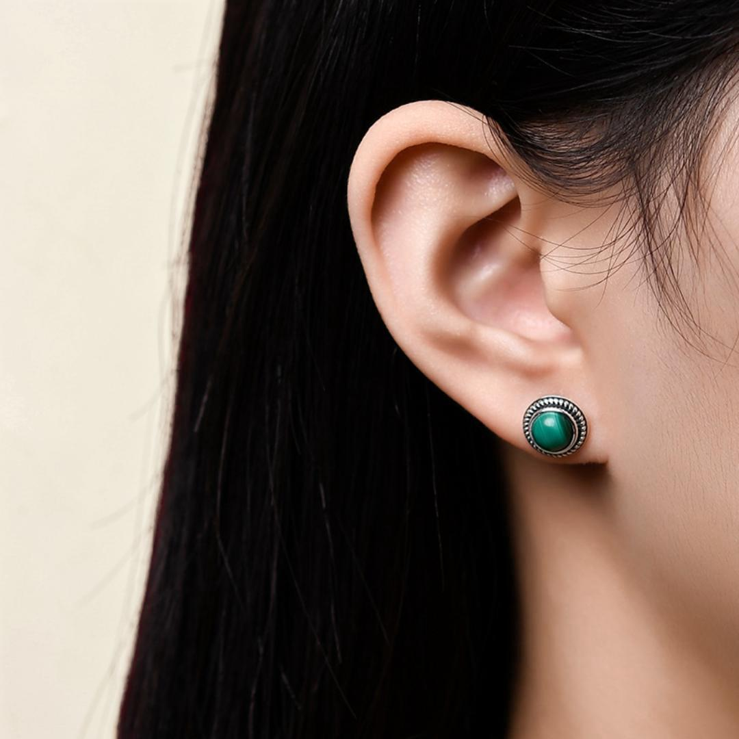 Boucles d'Oreilles Malachite ou Lapis Lazuli – Croissance, Argent 925