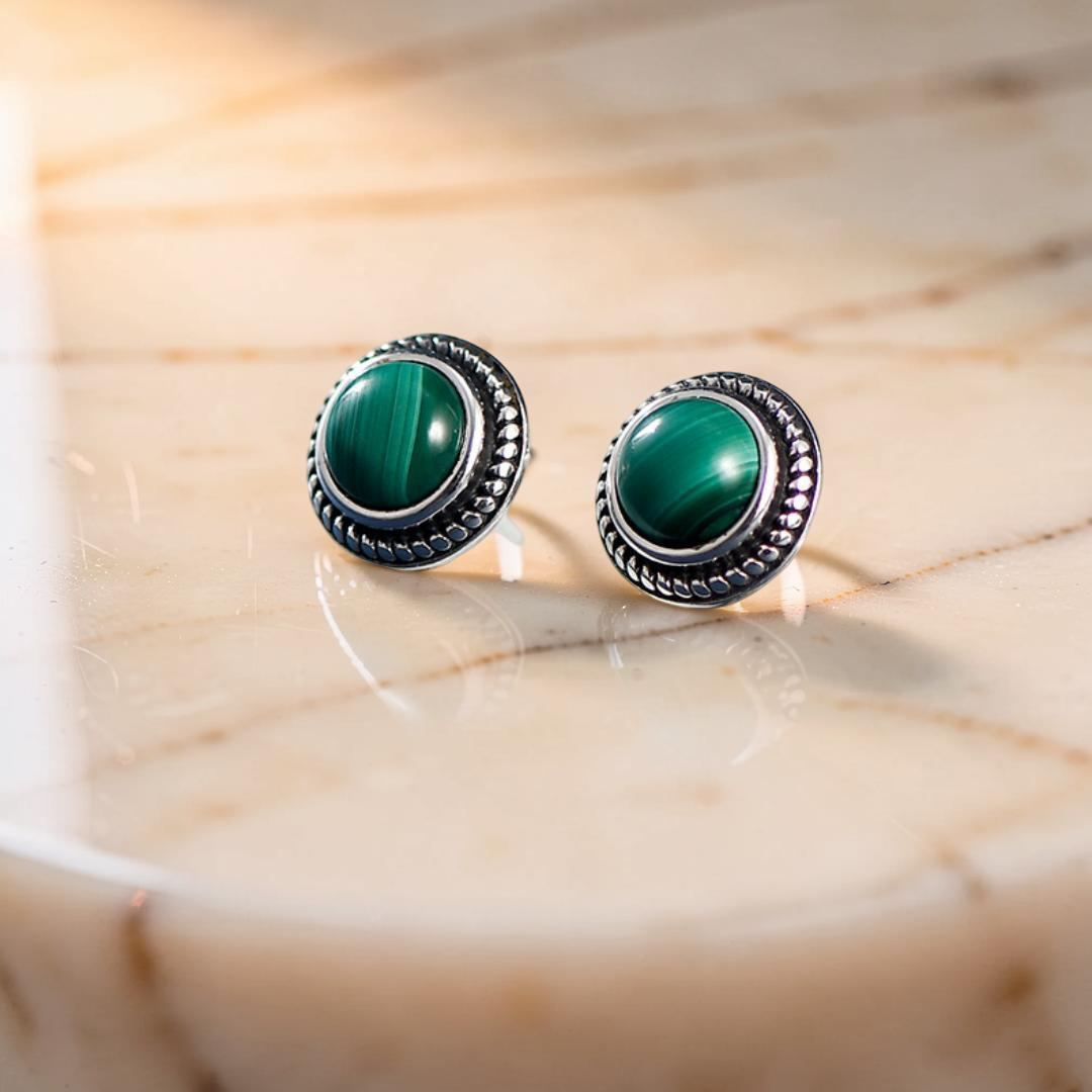 Boucles d'Oreilles Malachite ou Lapis Lazuli – Croissance, Argent 925