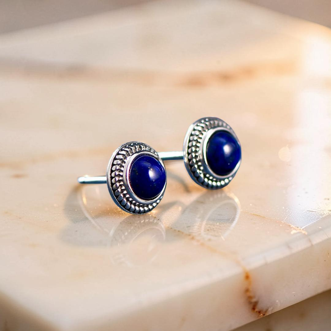 Boucles d'Oreilles Malachite ou Lapis Lazuli – Croissance, Argent 925
