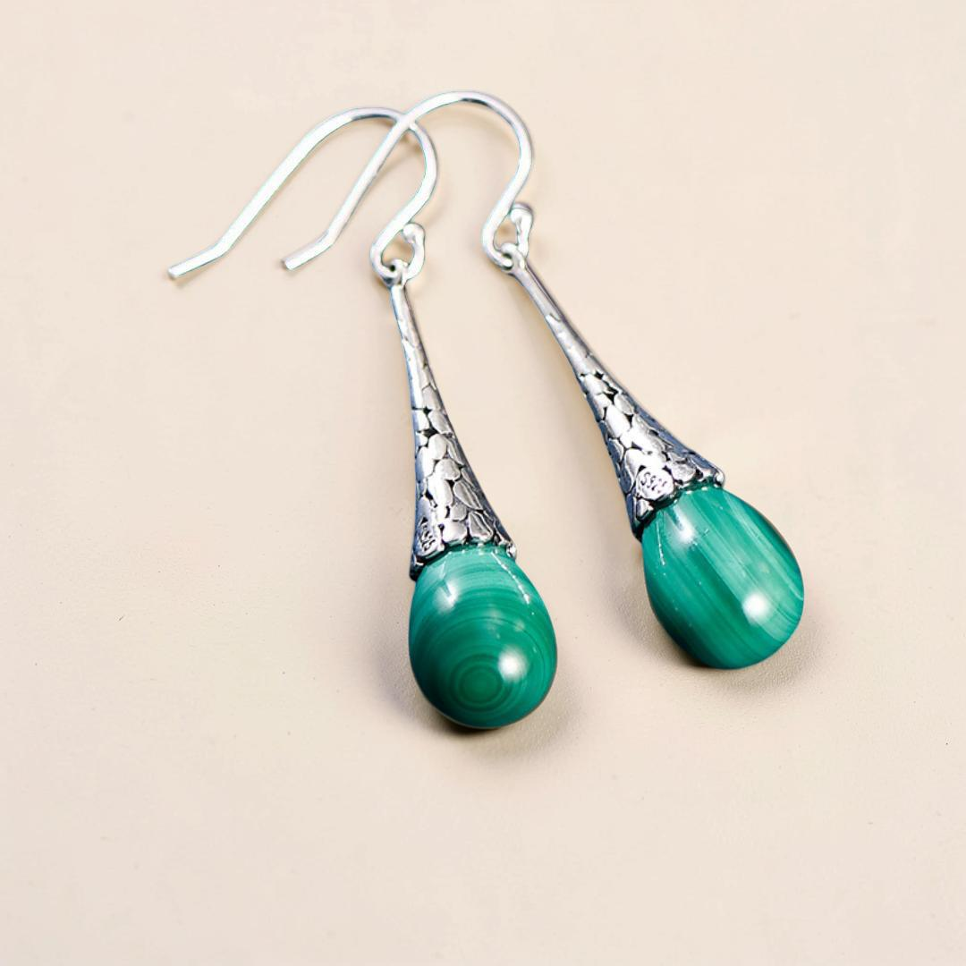 Boucles d'Oreilles Malachite – Transformation, Argent 925