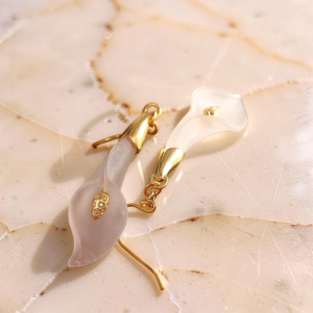 Boucles d'Oreilles Pendantes Quartz Clair – Épanouissement, Argent Plaqué Or