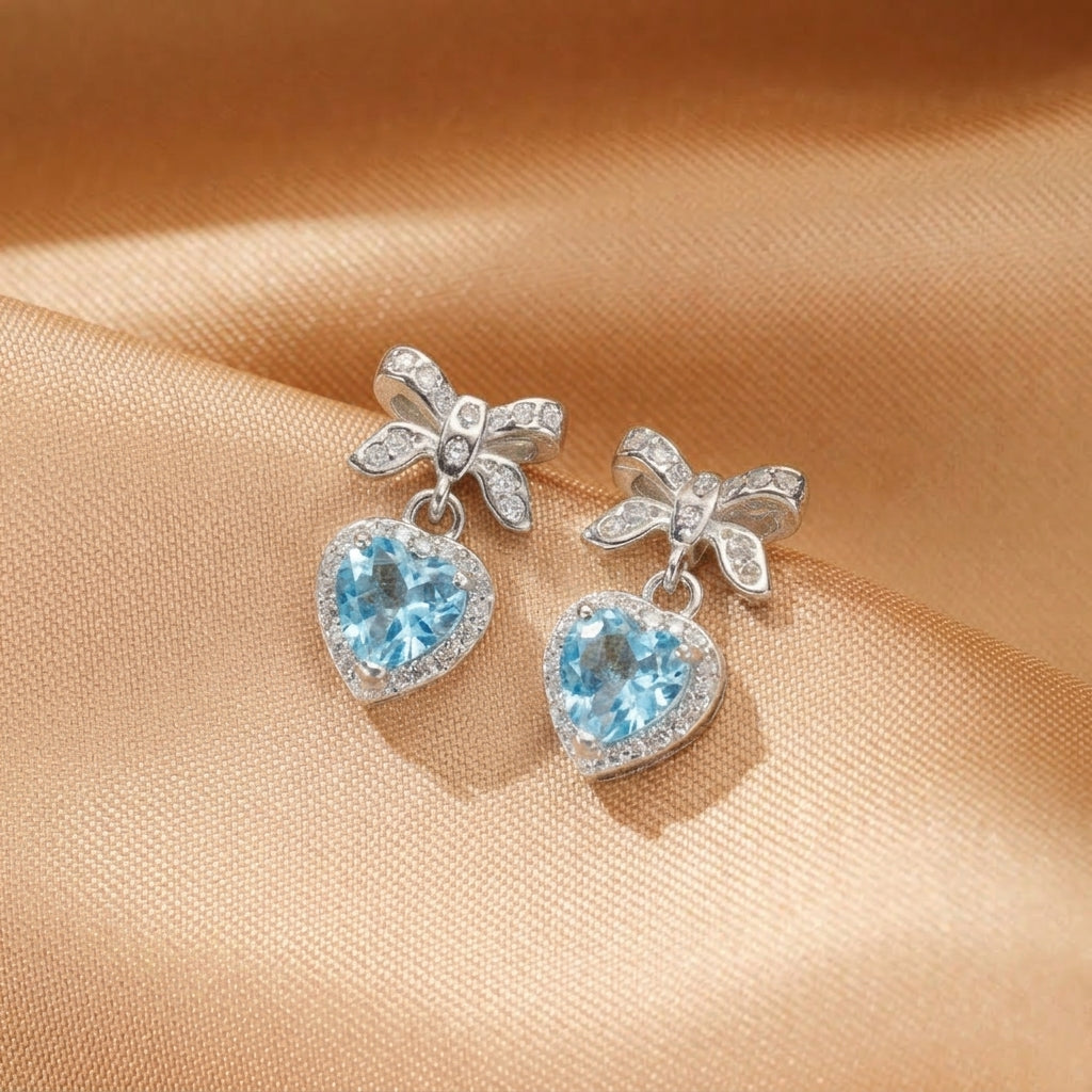 Boucles d'oreilles Topaze – Nœud d'Amour, Argent