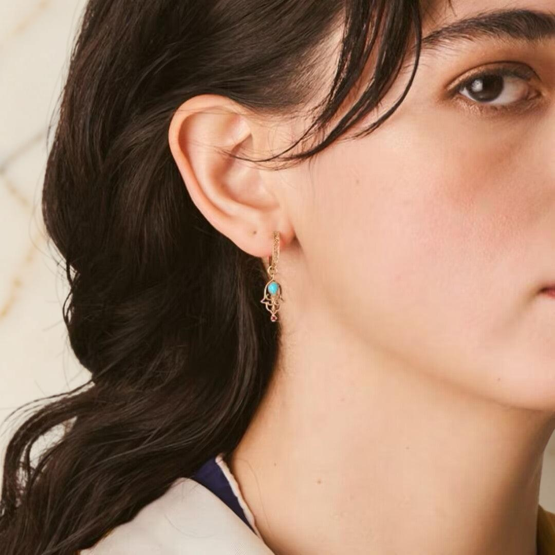 Boucles d'Oreilles Turquoise – Aura Protectrice, Argent Plaqué Or