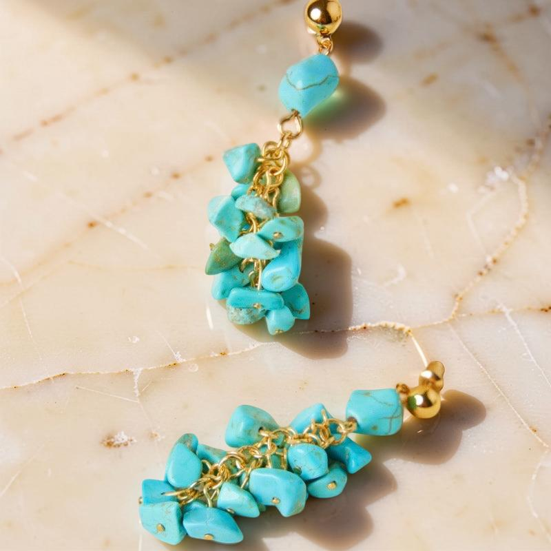 Boucles d'Oreilles Turquoise – Éclat Ensoleillé