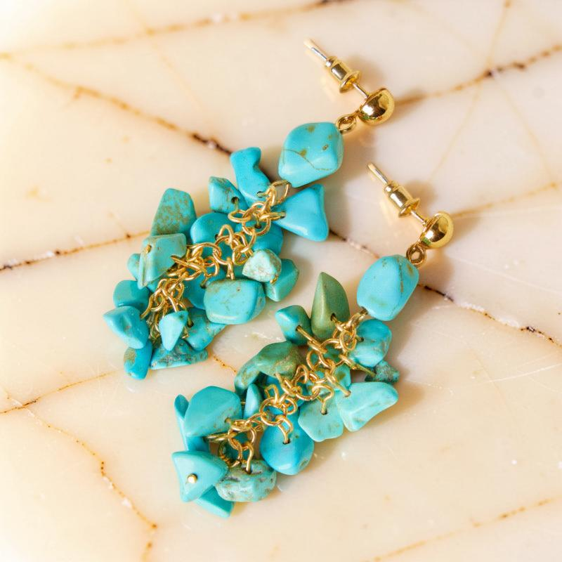 Boucles d'Oreilles Turquoise – Éclat Ensoleillé