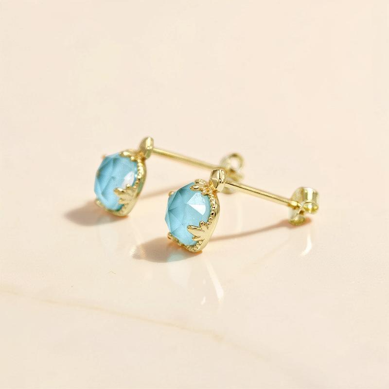 Boucles d'Oreilles Turquoise – Étreinte du Ciel, Argent Plaqué Or