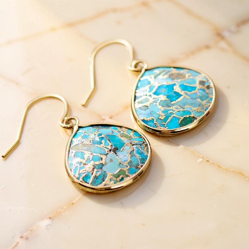 Boucles d'Oreilles Turquoise – Miroir du Ciel