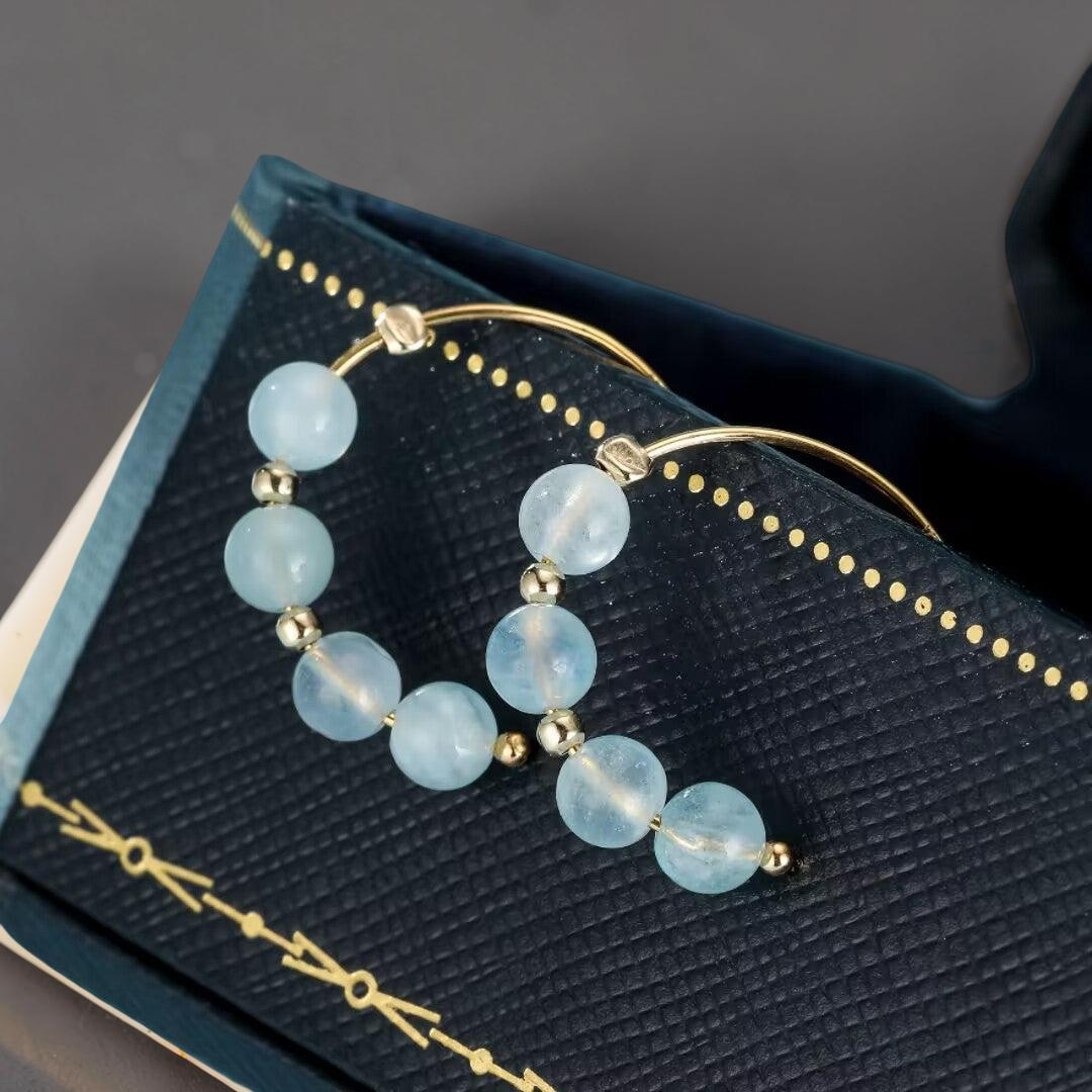 Boucles d’Oreilles Aigue Marine – Perles de Brume
